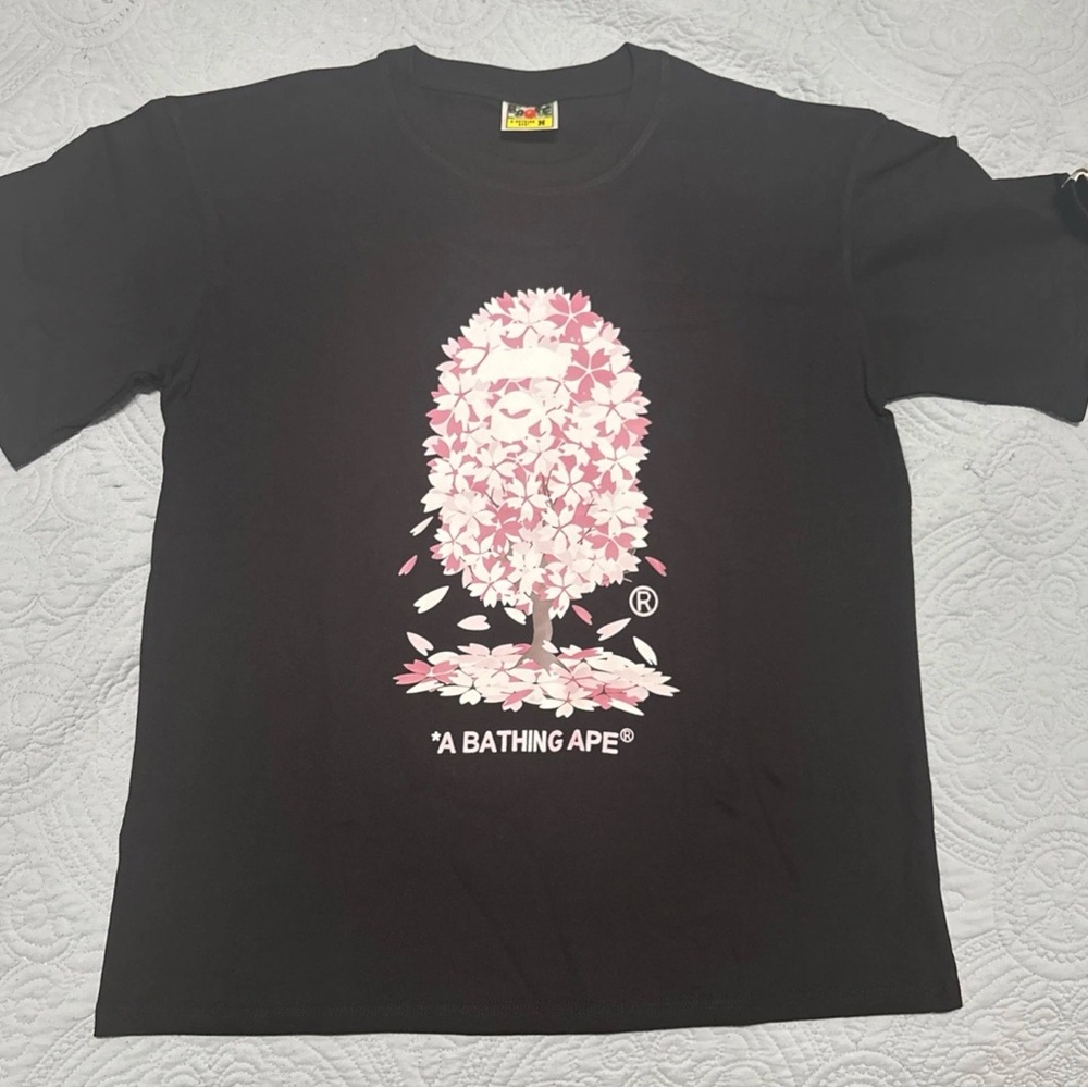 Rep Bape White Tee Pink Sakura Blossom Tree